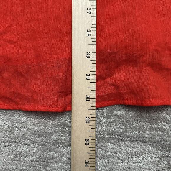 Sigrid Olsen Shirt Womens XL Red 100% Linen Roll Tab Sleeve Button Front Pocket - Picture 9 of 9
